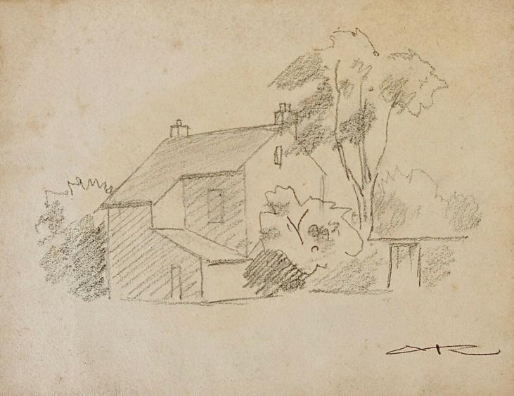 Auguste ROUBILLE - Original drawing - Pencil - Campaign house