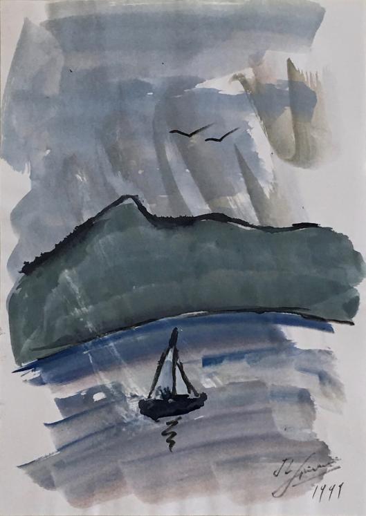 Jean-Louis SIMONIN - Original painting - Gouache - Sailing ship 1