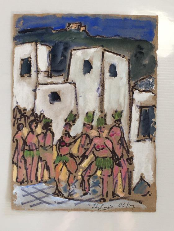 Jean-Louis SIMONIN - Original painting - Gouache - Dance in Lanzarote