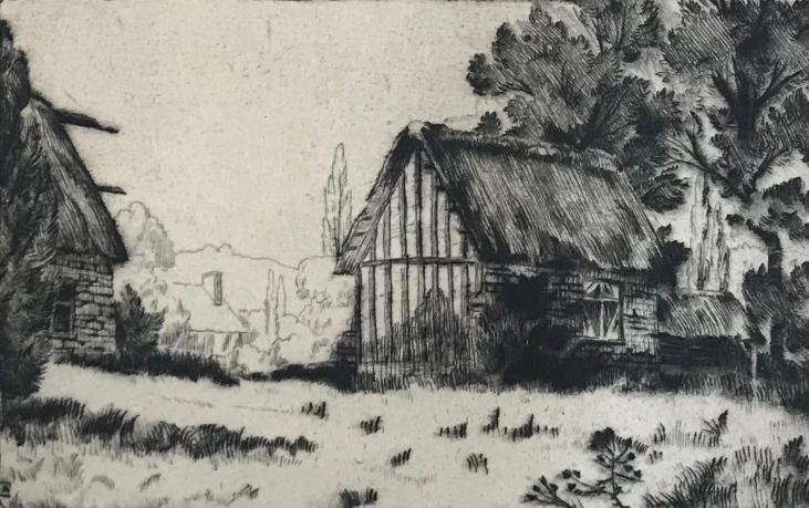 Alexandre Genaille - Original print - Dry tip - The little cottage