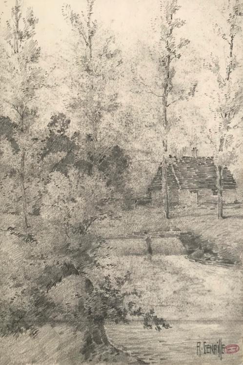 Alexandre Genaille - Original drawing - Pencil - Field landscape