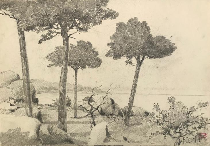 Alexandre Genaille - Original drawing - Pencil - Mediterranean landscape