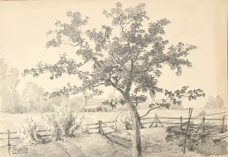 Alexandre Genaille - Original drawing - Pencil - Country landscape 1