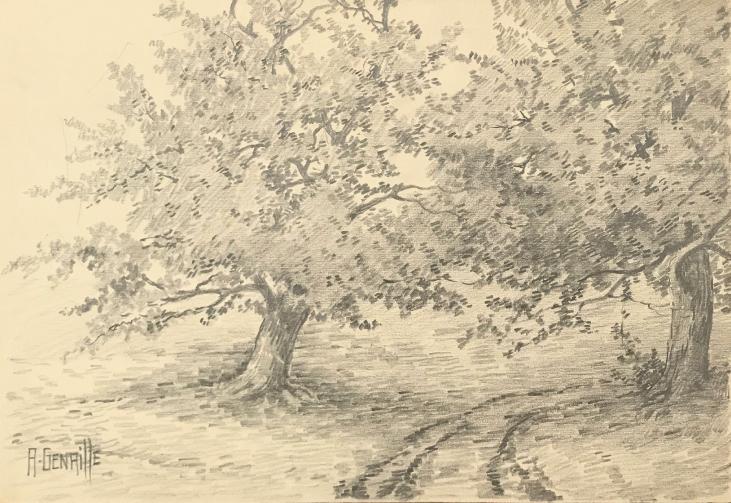Alexandre Genaille - Original drawing - Pencil - Country path 1