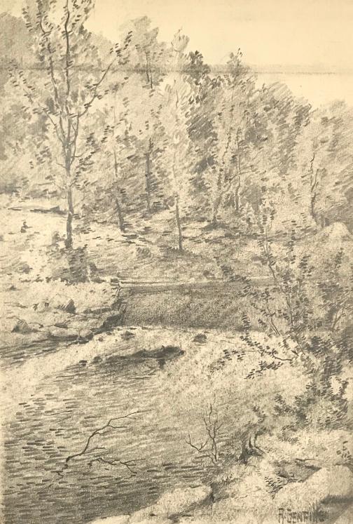 Alexandre Genaille - Original drawing - Pencil - The stream