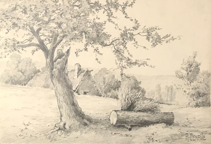 Alexandre Genaille - Original drawing - Pencil - Country landscape 3