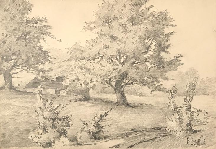 Alexandre Genaille - Original drawing - Pencil - Country landscape 4