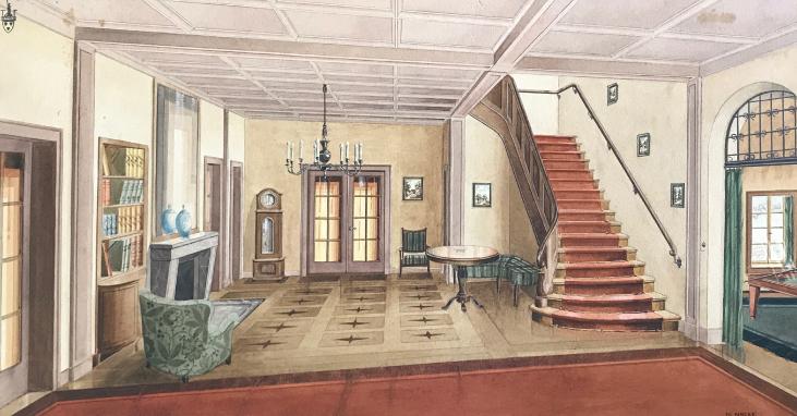 Hans NACKE - Original painting - Watercolor - The hall
