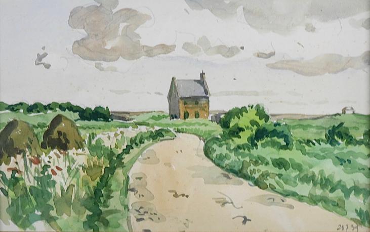 Pierre-Edmond PERADON - Original painting - Watercolor - Country house in Calvados