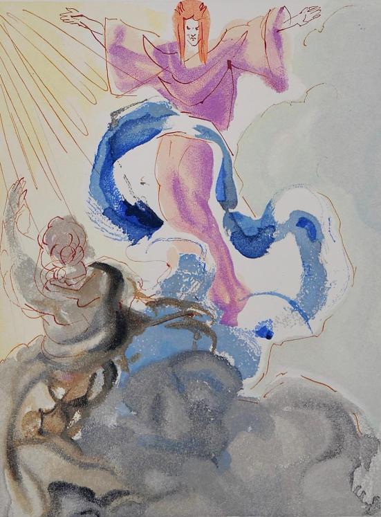 Salvador DALI - Print - Woodcut - The first Heaven, Dante's divine comedy