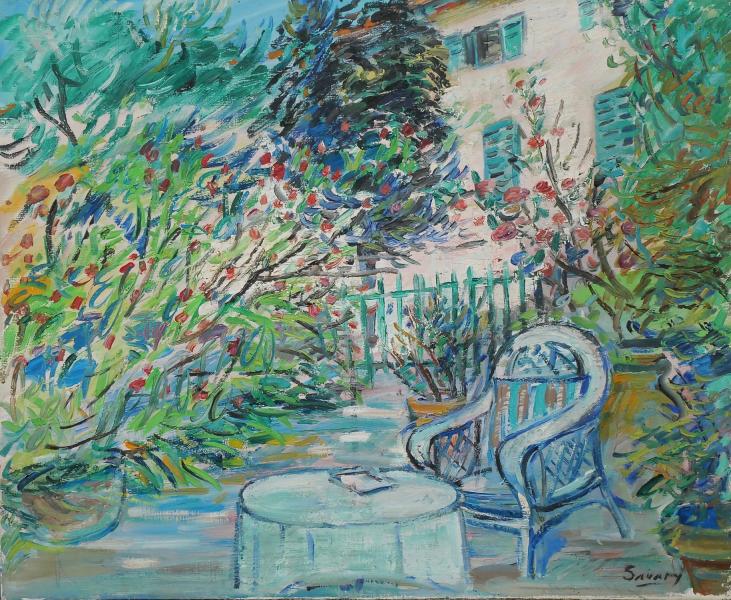 Robert SAVARY - Original painting - Oil on canvas - Pink house in Magagnosc