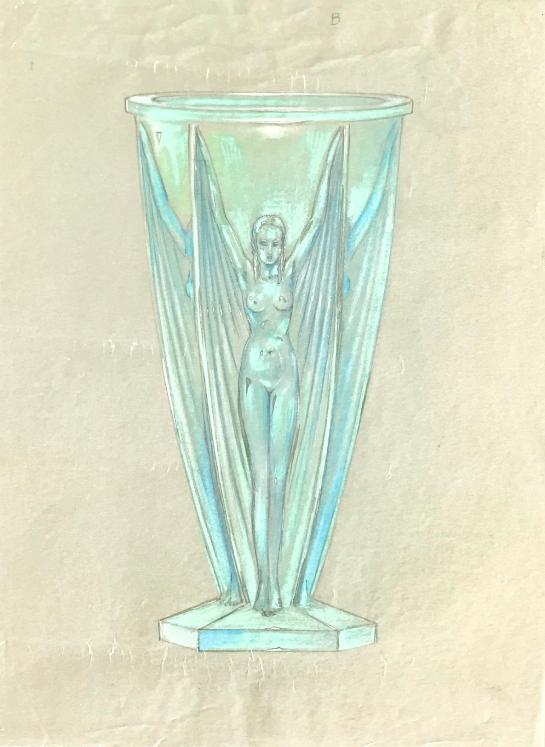 Pierre D'AVESN - Original drawing - Pencil and Gouache - Vase Project 15