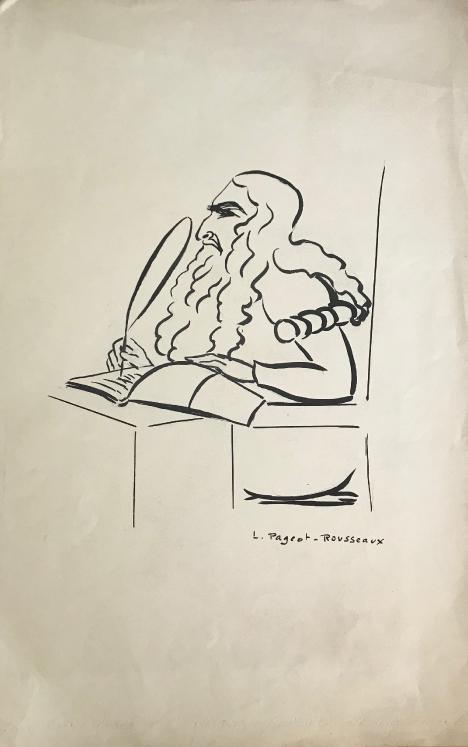 Lucienne Pageot-Rousseaux - Original drawing - Ink - The writer