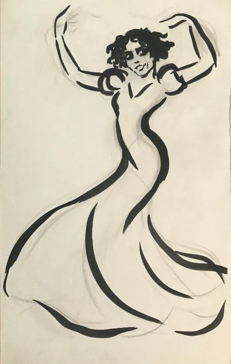 Lucienne Pageot-Rousseaux - Original drawing - Ink - The dancer 2