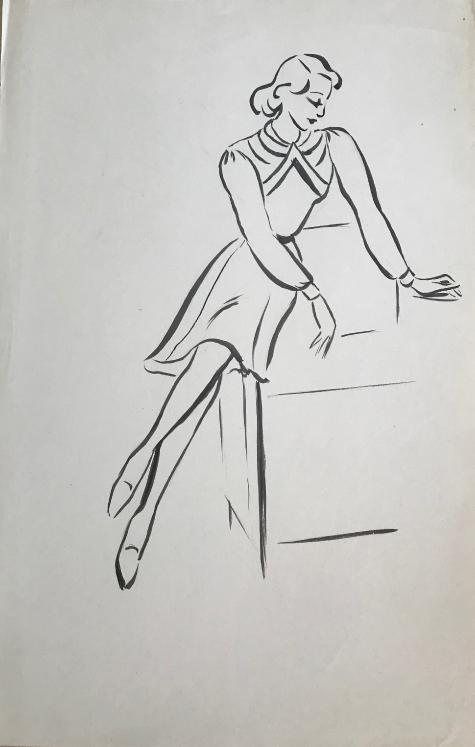 Lucienne Pageot-Rousseaux - Original drawing - Ink - Women 2