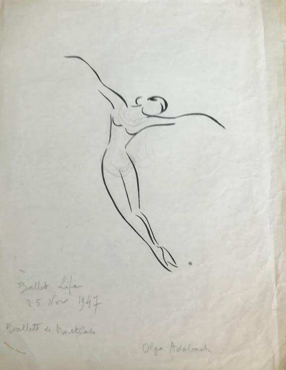 Lucienne Pageot-Rousseaux - Original drawing - Ink - Serge Lifar