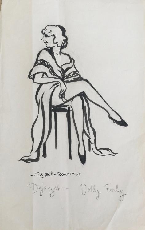 Lucienne Pageot-Rousseaux - Original drawing - Ink - Dejazet, Dolly Ferley