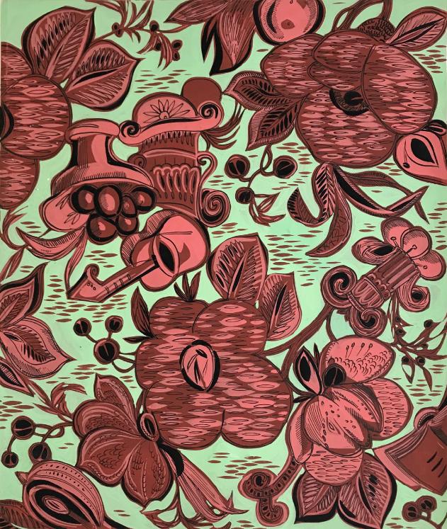 Lizzie Derriey - Original Painting - Gouache -  Fabric project 16