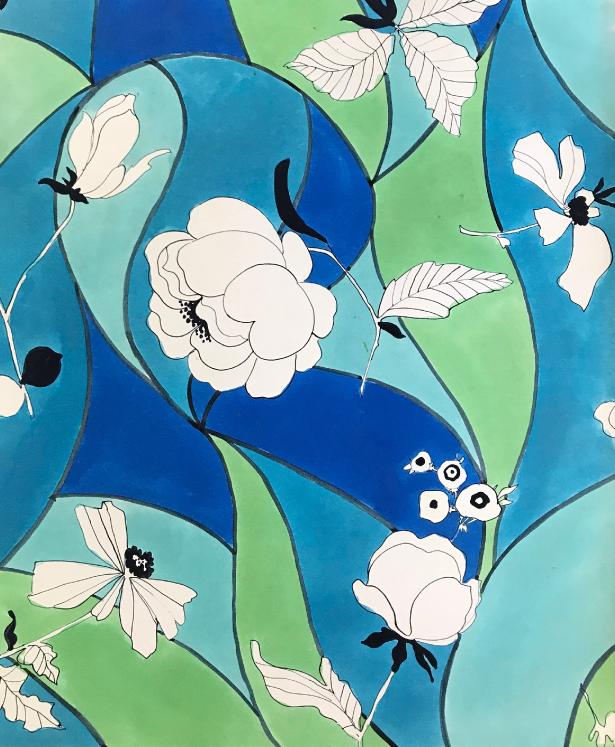 Lizzie Derriey - Original Painting - Gouache - Fabric project 78