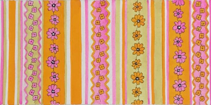 Lizzie Derriey - Original Painting - Gouache - Fabric project 148
