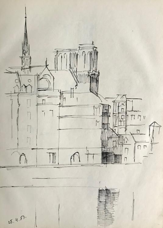 Lancelot Ney - Original drawing - Ink - Paris Saint Michel bridge 4