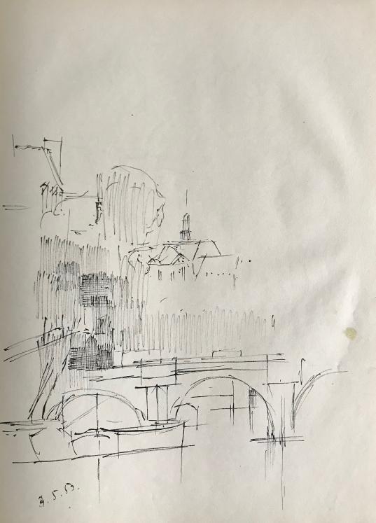 Lancelot Ney - Original drawing - Ink - Paris Saint Michel bridge 5