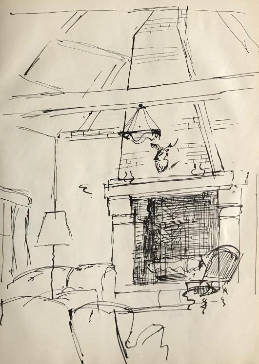 Lancelot Ney - Original drawing - Ink - The living room 2