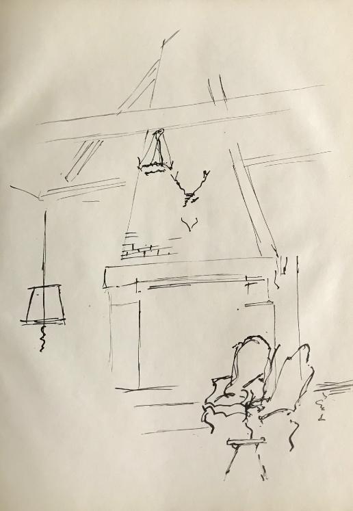 Lancelot Ney - Original drawing - Ink - The living room 3