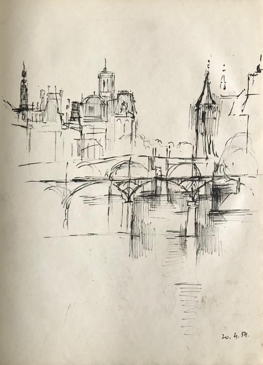 Lancelot Ney - Original drawing - Ink - Paris Saint Michel bridge 8