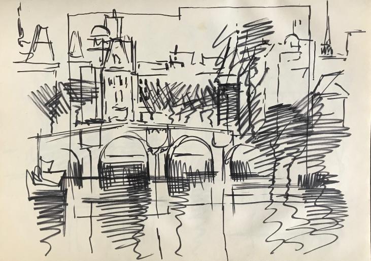 Lancelot Ney - Original drawing - Felt pen - Paris Saint Michel bridge 9