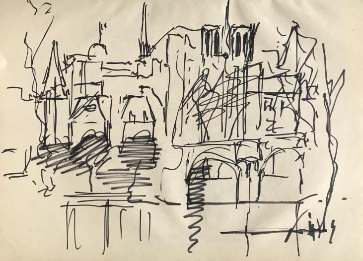 Lancelot Ney - Original drawing - Felt pen - Paris Saint Michel bridge 10