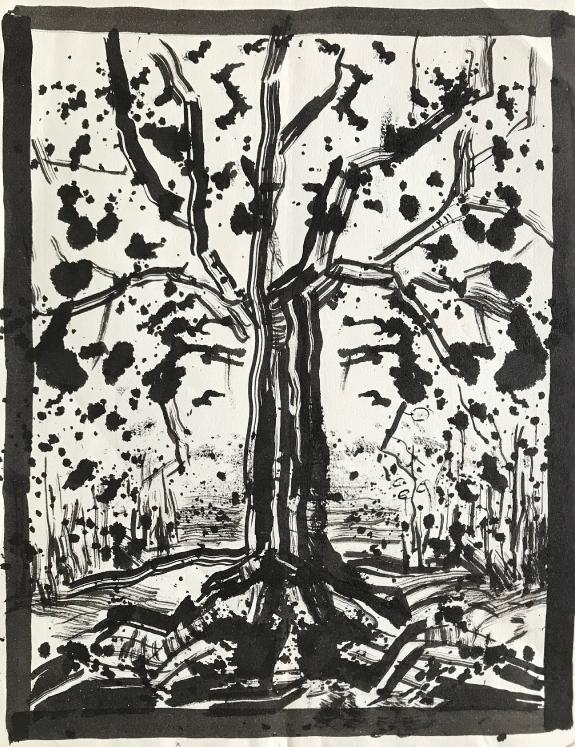 Hélène VOGT - Original drawing - Ink - The tree 2