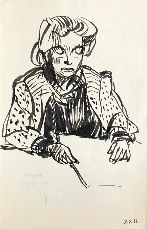 Hélène VOGT - Original drawing - Ink - Self-portrait 5