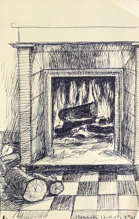 Hélène VOGT - Original drawing - Ink - Chimney fire