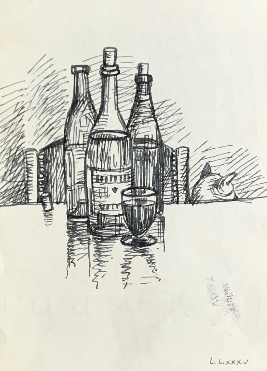 Hélène VOGT - Original drawing - Ink - Bottles