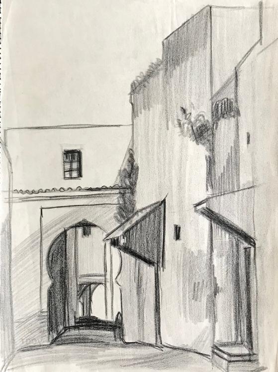 Hélène VOGT - Original drawing - Pencil - Village in the Maghreb 3