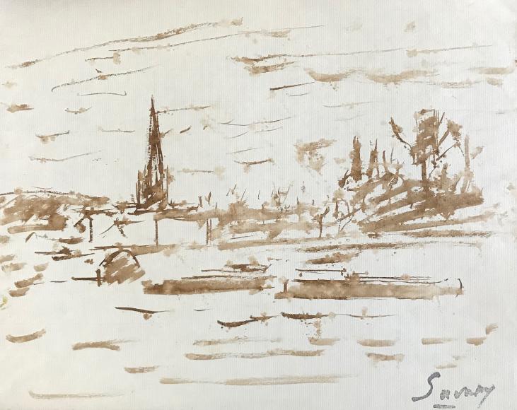Robert SAVARY - Original painting - Ink wash - Rouen