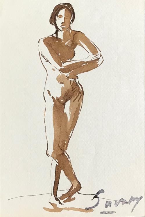 Robert SAVARY - Original painting - Ink wash - Nude 4