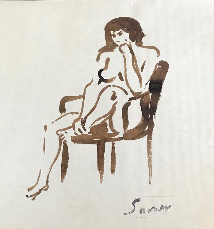 Robert SAVARY - Original painting - Ink wash - Nude 12