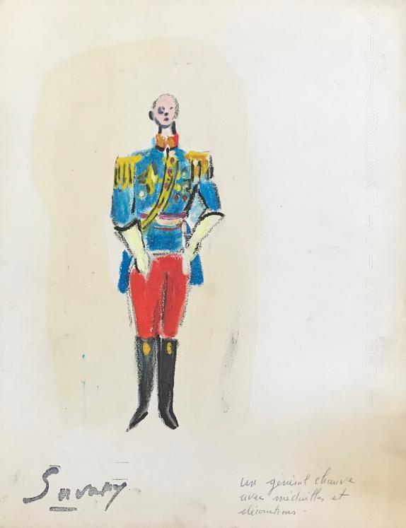 Robert SAVARY - Original drawing - Pastel - Military, the Bald General