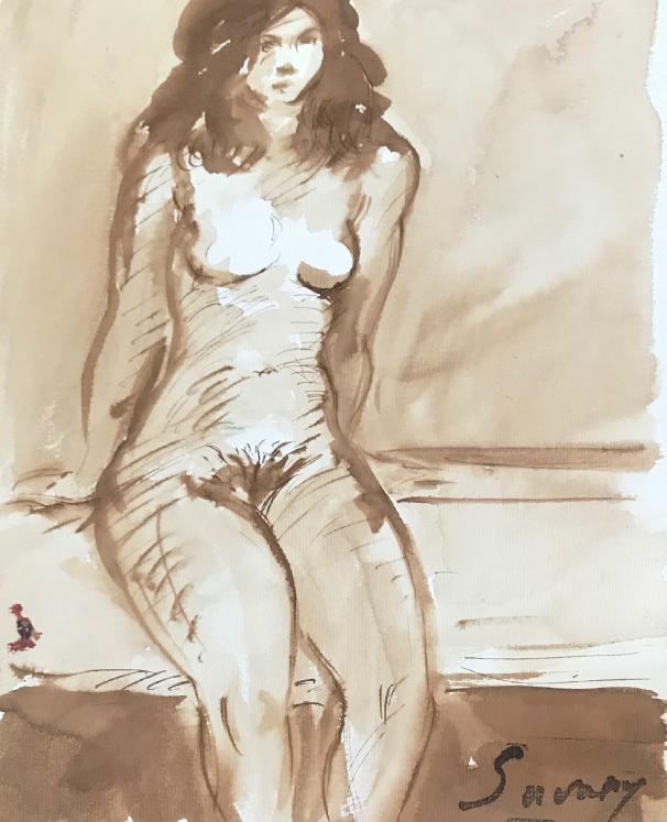 Robert SAVARY - Original painting - Ink wash - Nude 18