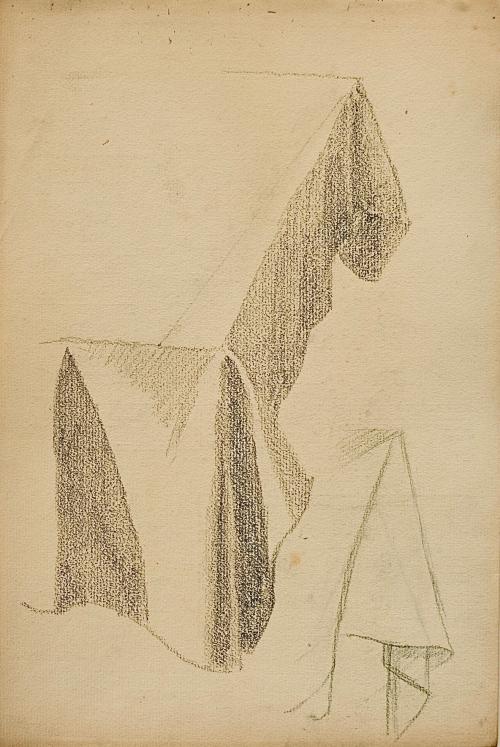 Auguste ROUBILLE - Original drawing - Charcoal - Study of drape 3