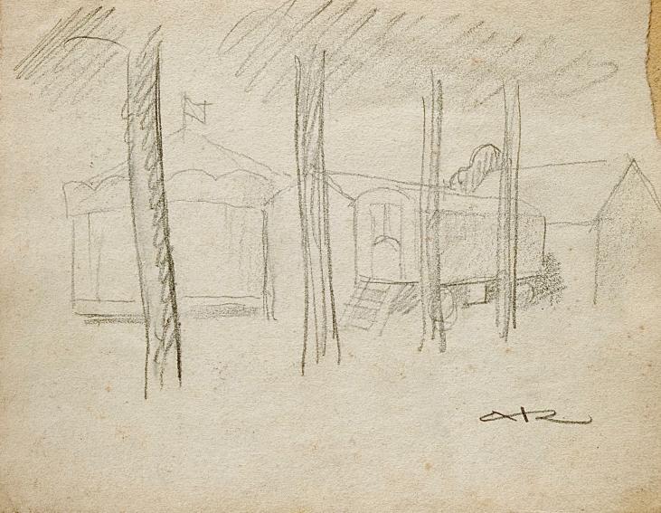 Auguste ROUBILLE - Original drawing - Pencil - Circus life