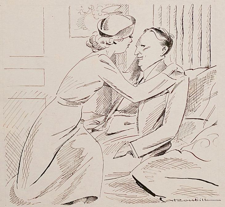 Auguste ROUBILLE - Original drawing - Ink - The kiss 1