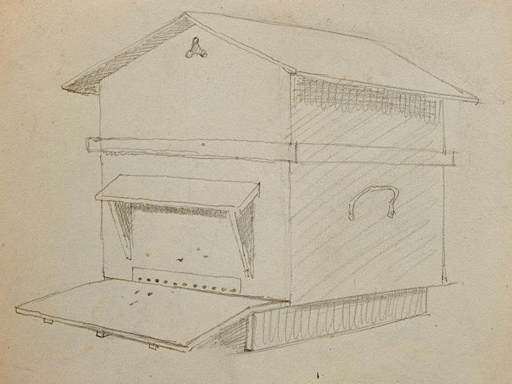Auguste ROUBILLE - Original drawing - Pencil - Beehive