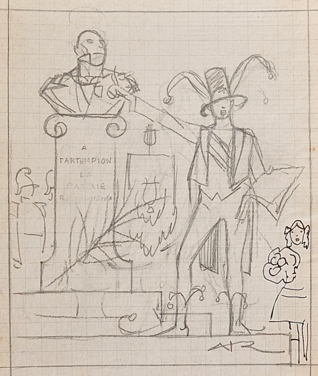 Auguste ROUBILLE - Original drawing - Pencil - The Tartempion clown