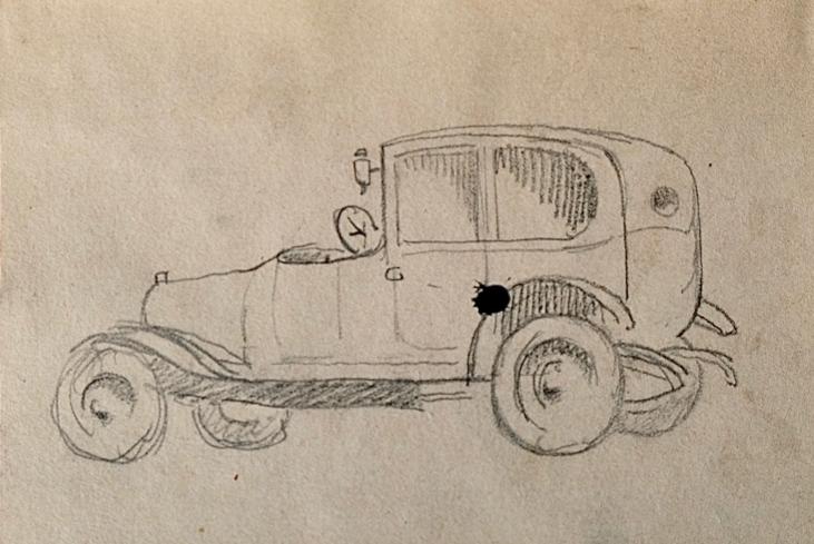 Auguste ROUBILLE - Original drawing - Pencil - Car 6