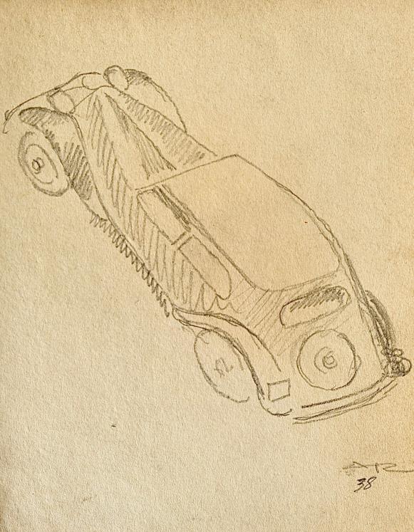 Auguste ROUBILLE - Original drawing - Pencil - Car 10