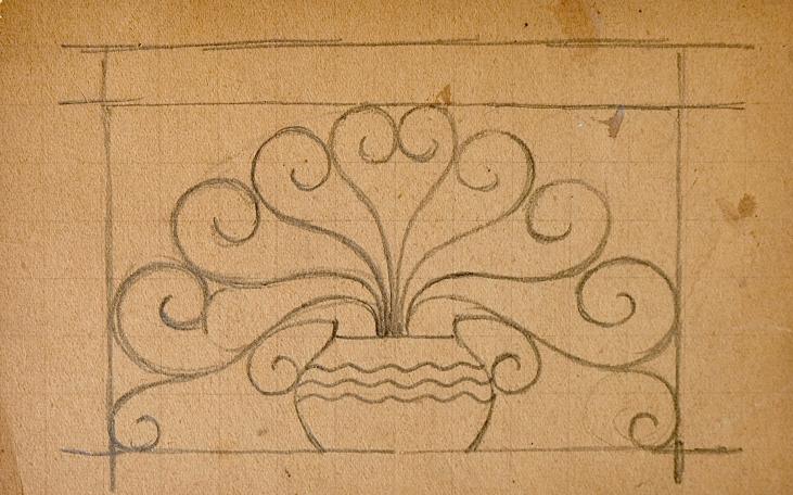 Auguste ROUBILLE - Original drawing - Pencil - Decoration project 1