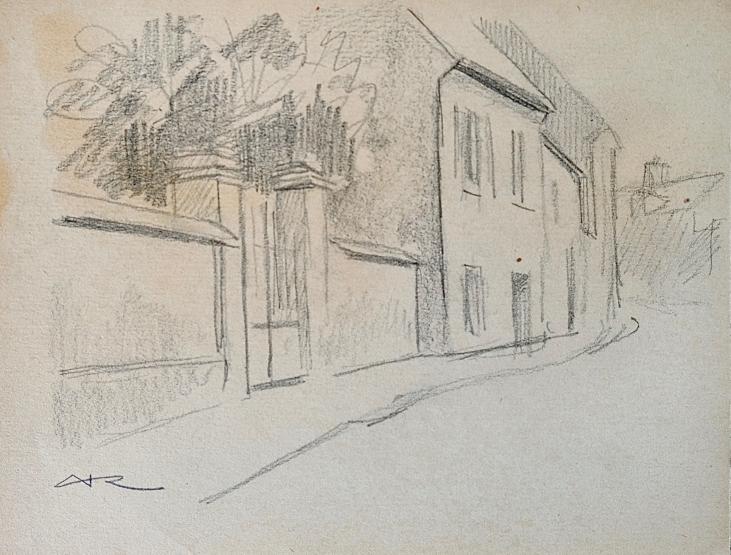 Auguste ROUBILLE - Original drawing - Pencil - House study 4